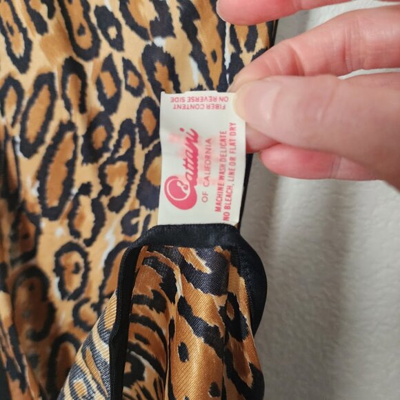 CATTANI OF CALIFORNIA vintage 60's purse scarf hair scarf leopard printed Nylon - Picture 4 of 6